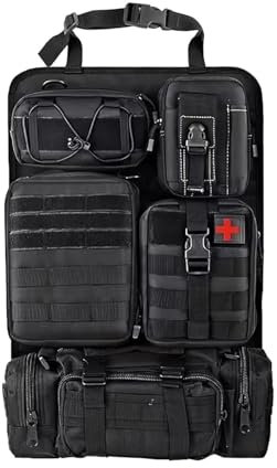 aleawol Taktische Sitzrücken-Organizer für Fahrzeuge, Taktisch Autositz Organizer mit 5 Abnehmbaren Tasche, Taktisch Autositz Rückenlehnen Organizer für Die Meisten Fahrzeuge (Schwarz)