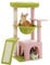 PAWZ Road Árbol para gatos de interior con condominio grande, 1 tabla de sisal, 3 postes rascadores, torre rascadora para gatos con hamaca grande y perca, 90 cm, rosa