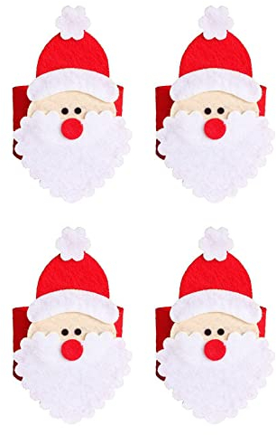 4 Stück/Lot handgefertigte Weihnachtsmann-Serviettenringe für Etui, Serviettenhalter, Zuhause, Party, Abendessen, Tischdekoration, Serviettenhalter für Tischdekoration