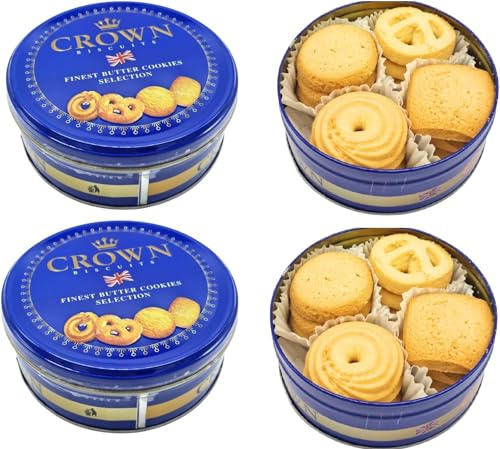 Crown Biscuits Finest Butter Danish Cookies Selection Tin 140g, Sweet Perfect for Gifting Mothers day, Fathers Day, Anniversary, Thank you, Easter, Christmas Day, All Occassions (5 Tins x 140g)