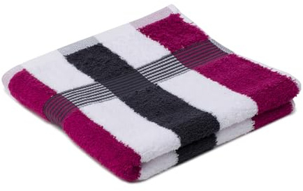 liebling Handtuch, 100% hochwertige Baumwolle, Serie Miami, 50 x 100 cm, waschbar & trocknergeeignet, Farbe: cyclam/weiß/Graphit