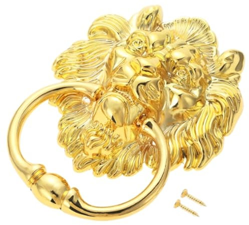 Antiker Vintage-Löwenkopf-Griff, Tropfenring, Türklopfer, goldenes, helles Chrom für Stuhl, Sofa, Dekor