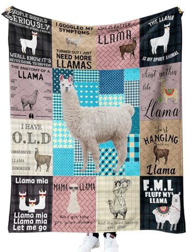 Alpaka Kuscheldecken 100x130 cm Weich Flanelldecke Wohndecke Geschenke für Kinder Erwachsene, Decke 3D mit Motiv Cartoon-Tiere Sofadecke Couchdecke Tagesdecke