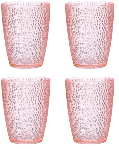 sourcing map 10oz Acrylic Drinking Glasses, 4Pcs Plastic Reusable Tumblers Drinkware Unbreakable Water Glasses Cup Stackable & Dishwasher Safe for Home Outdoors Restaurant, Pink