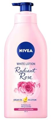 Nivea Body Radiant Rose White Lotion, 525ml, Whitening with Rose Extract and Argan Oil