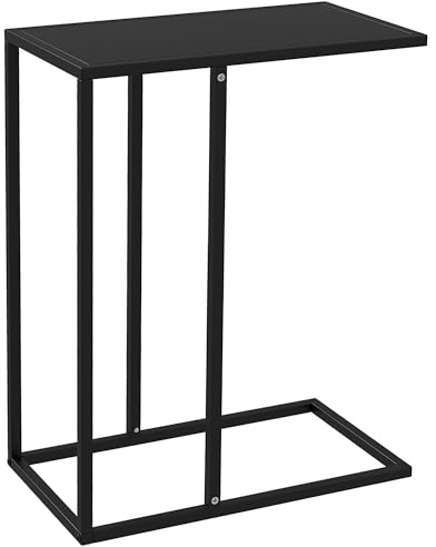 HOMCOM Beistelltisch Couchtisch in C-Form, Sofatisch, Laptoptisch, Wohnzimmertisch mit Stahlgestell, Nachttisch für Büro, Schlafzimmer, Schwarz, 46 x 26 x 60 cm