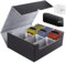 ECOSEAO Deck Box per Carte MTG, Box Porta Mazzo per 1800+ Carte, Magnetic Flip Deck Box per YuGiOh Carte, Grande Capacità Porta Deck In Pelle Pu, Scatola di Carte da Collezione per TCG(Nero-grigio)