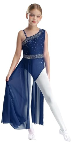 inhzoy Vestito da Balletto Ragazza Abito da Ballo Lirico Contemporaneo Blu Scuro 9-10 Anni