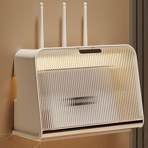 Serenitison Cache Box,Boite de Rangement Routeur WiFi,Cable en Fil Organiser Boîte,WiFi Boîte Rangement,Étanche à l'eau,à la poussière,Étagères Flottantes,Multiprise et boîte de Rangement des Fils