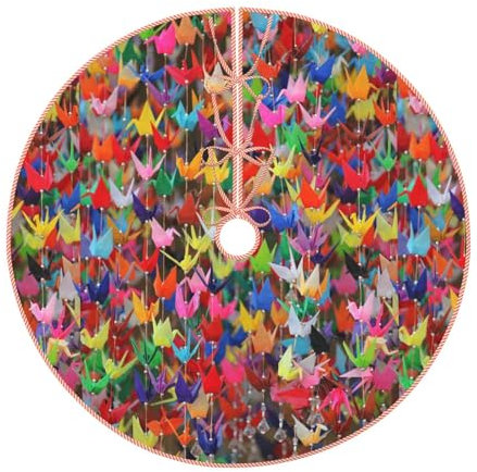 Jbyjbx Origami Carta Gru Stampa Albero di Natale Gonna Albero di Natale Ornamenti Decorativi Accessorio Casa Vacanze Feste