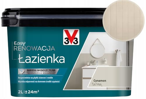 V33 Fliesenfarbe Badezimmer 2,0 L – Zimt – Ohne Grundierung – Wasser- & Reinigungsmittelbeständig – Renovierung von Wandfliesen – hohe Deckkraft, strapazierfähig