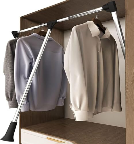 Kleiderstange* Garderobenstange,(en:Herunterziehbare Kleiderschrank-Hebeschrankstange, Aluminium, verstellbare 26-35 Verlängerungs-Schrank-Hängestange, robuste Schrankstange for Aufhängen von Kleidu