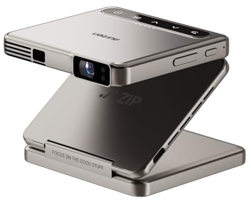 Aurzen ZIP Tri-Fold Truly Portable DLP Projector, Pocket-Sized Freedom, Zero-Lag Auto Focus, 1.5Hrs Battery with Type-C fast charging, Gold