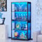 BROTTAR Display Cabinets with Glass Doors & 3 Color Lights, 4 Tier Curio & Bookcase Storage Cabinet for Living Room, Glass Display Cabinet for Collectibles, Trophy, Books, Black