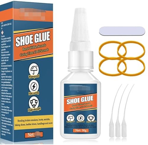 Protado Shoe Glue 35g, Clear Super Glue for Shoe Repair with Anti-Clog Cap, Quick Dry Waterproof Professional Grade Adhesive for Rubber Soles Heels Leather Sneakers Boots Sandals and More, 1 Pack