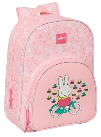 safta MIFFY FLORES Schulrucksack für Kinder im Schulalter, bequem und vielseitig, Qualität und Stärke, 26 x 11 x 34 cm, Hellrosa, Größe M, lässig, hellrosa, M, Casual