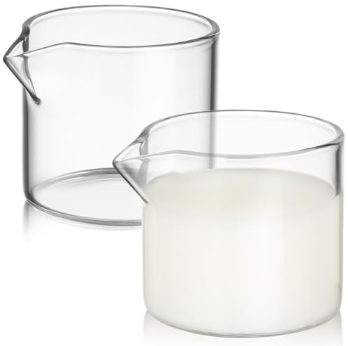 VALICLUD Glasmilchkrug 2Er Set Kleine Kaffeetasse Aus Glas Milchbecher | Für Kaffee Milch Saft Und Sauce 2.36X2.36X2.17 Zoll Für Zuhause Café Restaurant Und Dessertshop