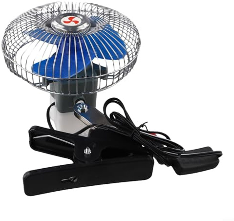 12V 24V Car Fan Metal Electric Cooling Fan with Oscillating Head Silent Strong Wind for Truck Vehicle Dashboard(6-inch 12V)
