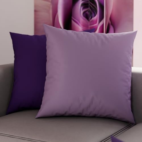 PETTI Artigiani Italiani - Coppia di Federe Cuscino 50x50 cm in Microfibra, Cuscini Arredo Camera da Letto, Divano, Set 2 Fodere Copricuscino, Federa Double Face Lilla e Viola