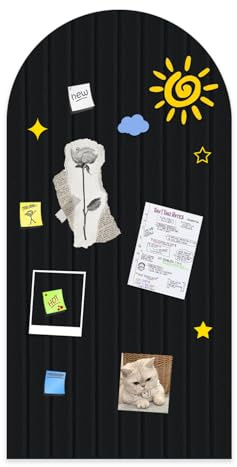 Faltbare kork pinnwand 120x60 cm, 0.9cm dicke Filzfliesen, Pinnwand Kinderzimmer mit Klebstoff Klettverschluss, Dekorationsbrett für Bilder Notizen, Runde Ränder Wandpaneele für Wohnzimmer - Schwarz