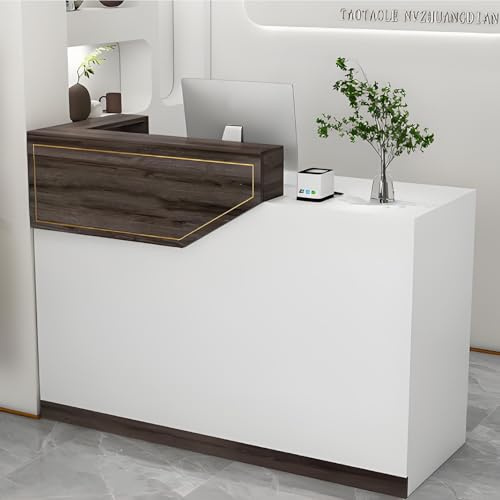 Nussbaum-Schreibtisch mit abschließbaren Schubladen, multifunktionale Front-Theke für Wohnzimmer, Spa, Diele, eleganter Computertisch aus Holz, 140 cm