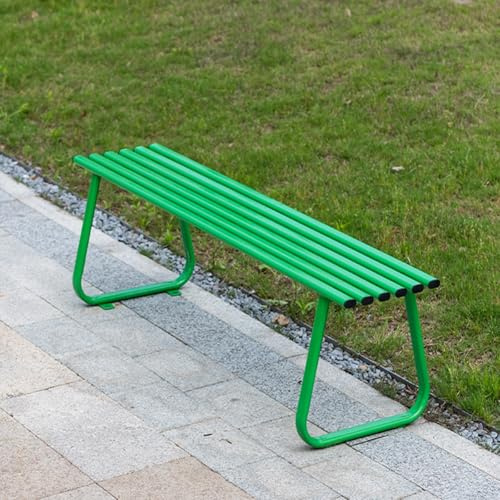 ZUGIATP Parkbank Aus Verzinktem Stahl Für Den Außenbereich Terrassenbank Parksitz Stuhl Garten Pool Veranda Innenhof Terrassensitz(Green Without backrest,120cm/47in)