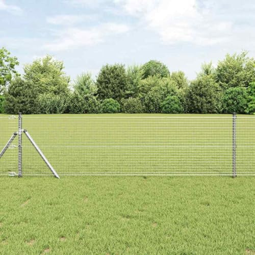 QJBSAVVA Geschweißter Drahtzaun Silber 0,4 x 10 m Stahl Modernes Garten-Drahtgitter zum Einzäunen von Garten Terrasse und Weide