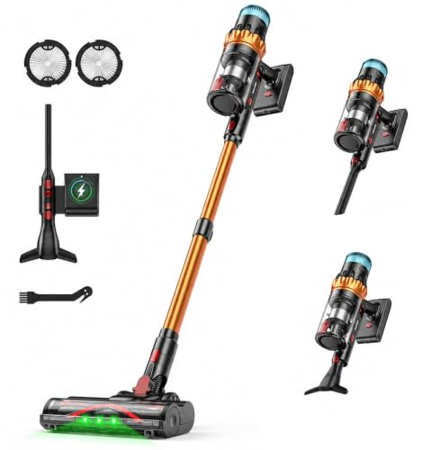 TechRise Akku-Stabstaubsauger, 58KPA/680W/70 Min, LED-Touchscreen, 3+Smart-Modi, Anti-Tangle & 8-in-1-Filter, selbststehend – für Teppich, Hartböden & Tierhaare