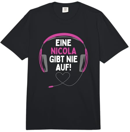 Gaming Kopfhörer Eine Nicola Gibt Nie Auf Personalisiertes Comfort Colors Adult Heavyweight T-Shirt