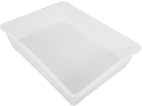 VICASKY White Plastic Rectangular Shallow Tray for Storage and Multipurpose Use, 40cm Kitchen Plastic Tray Suitable for Transport and Organising Items or Tools