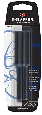 Sheaffer Skrip - Classic Fountain Pen Ink Cartridge, Pack of 5, Blue/Black,96310