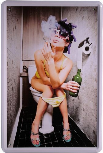 Blechschild Raucher Pause Girl Toilette 20 x 30cm Reklame Retro Blech 880