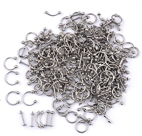 IPINK Piercing Kit 14G-16G Surgical Steel Body Piercing Belly Button,Tongue, Eyebrow, Nipple, Lip, Nose, Chi Gauge