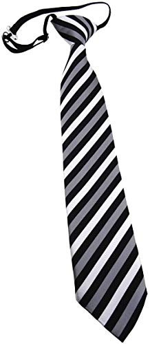TigerTie Security Sicherheits Krawatte silber grau schwarz gestreift - vorgebunden mit Gummizug