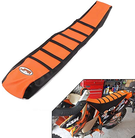 JFG RACING Motocross Sitzbankbezug,Orange/Schwarz Motorrad Greifer Weiche Sitzbezug Für 65 85 125 200 250 300 400 450 525 SX EXC MXC