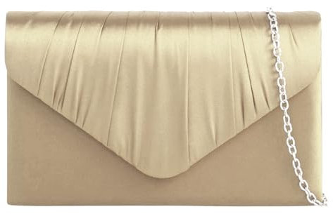 LeahWard Women's Satin Floral Clutch Bags Party Wedding Evening Handbag 8002 (Gold)