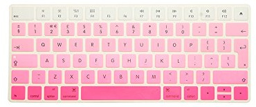 MMDW Premium EU Layout Spanish Ultra Thin Soft-touch Silicone Keyboard Protective Cover Skin Protector for Magic Wireless Keyboard MLA22L/A A1644 (2015 Released)-Ombre Pink