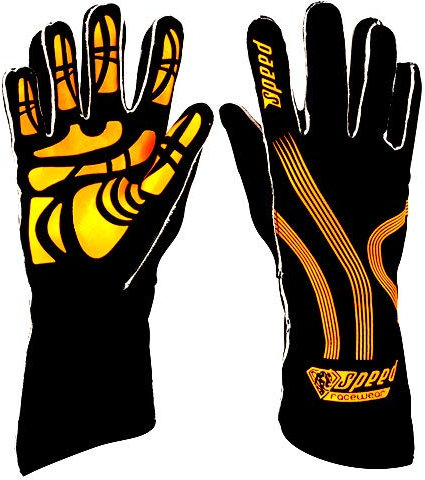 Speed Karthandschuhe Adelaide G-1 schwarz/Neonorange - Karting Gloves (8)