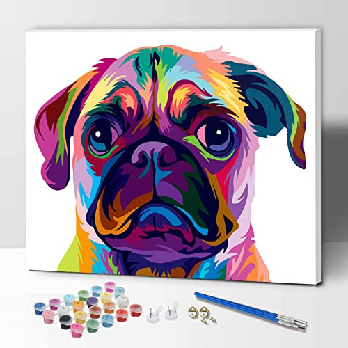ifymei Pintura por Numeros para Niños y Adultos, Creativo Manualidades Kit para Niños y Niñas 6+ Años - 30X40 cm Lienzos con Marco - Perros