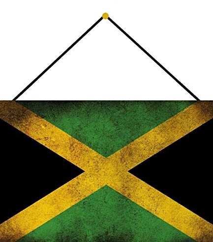 generisch Blechschild 20x30cm gewölbt mit Kordel Jamaika Jamaica Flagge Fahne Deko Geschenk Schild