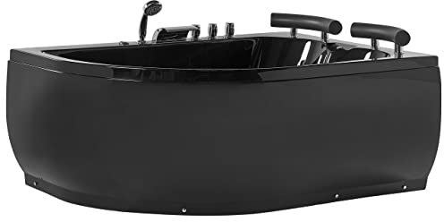Vasca Idromassaggio Doppia Acrilico Nero con LED Sinistra 158 x 113 cm