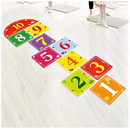 Hopse Spiel für Kinder Hua Hopscotch-Spielzeug Für Kinder, Verbesserung Der Beweglichkeit Balance Boden Spiel Aufkleber Für Kinder Im Alter Von 3-10, Wasserdicht Und rutschfest, 45x158cm, 62x212cm