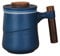 NCQIXIAO Tasse à thé avec couvercle, 320 ml, en céramique émaillée rétro avec infuseur, poignée en bois pour infuser le thé en vrac (bleu)