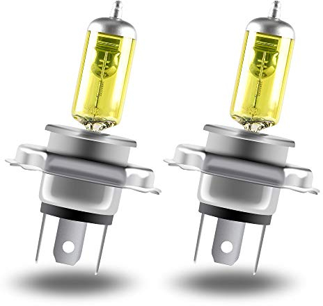 Teguangmei H4 Ampoule de Phare Halogène de Voiture 12V 60/55W 3000K Super Brillant or Feux de Route/Feux de Croisement Halogène Phare Voiture Moto Phare Antibrouillard Ampoule DRL, 2 pièces
