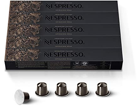 Nespresso Original – Bundle 50 Capsules de Café Roma – Intensité 8 – Pour Ristretto & Espresso – (5 étuis de 10)