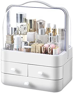 Make-up Organizer Aufbewahrung Schubladen, Acryl Kosmetik Organizer, Hautpflege Organizer für Kommode & Badezimmer, Staubdicht Wasserdicht (Weiß-Organizer)