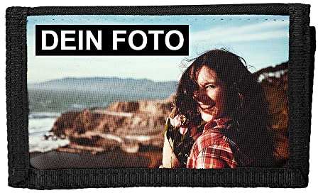 Eurofoto Geldbeutel schmal mit Klettverschluss mit Foto und Text personalisiert | Breite Geldbörse selbst gestalten | Portemonnaie mit Wunschbild