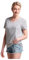 Superdry Damen Studios T-Shirt aus Bio-Baumwolle mit V-Ausschnitt und Tasche Optik/Schwarz Gestreift 40