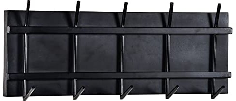 Wandgarderobe Gabi B 70 cm Mango massiv Metall schwarz 5 Metallhaken Garderobe