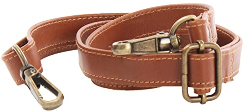 LECONI Trageriemen Leder Schulterriemen schmaler Schultergurt für Taschen Umhängegurt längenverstellbar 2,5x150cm cognac braun LEC-R4